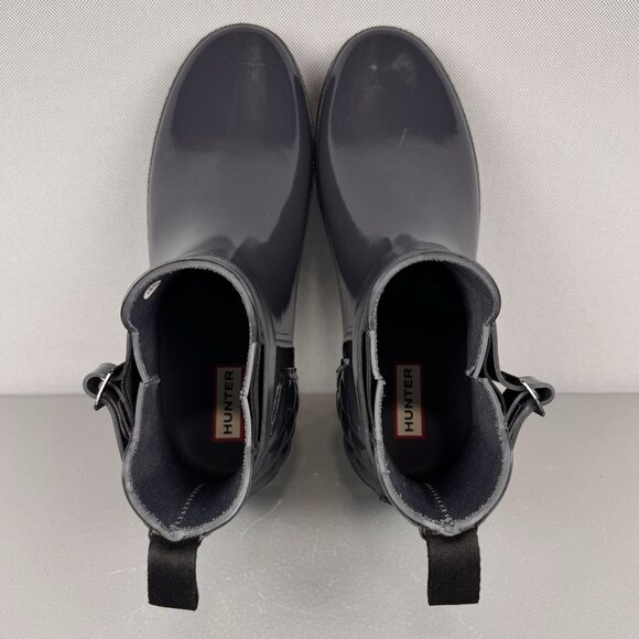 Hunter Boots Womens 10 Gray Quilted Gloss Refined Slim Fit Chelsea Waterproof - Picture 6 of 12